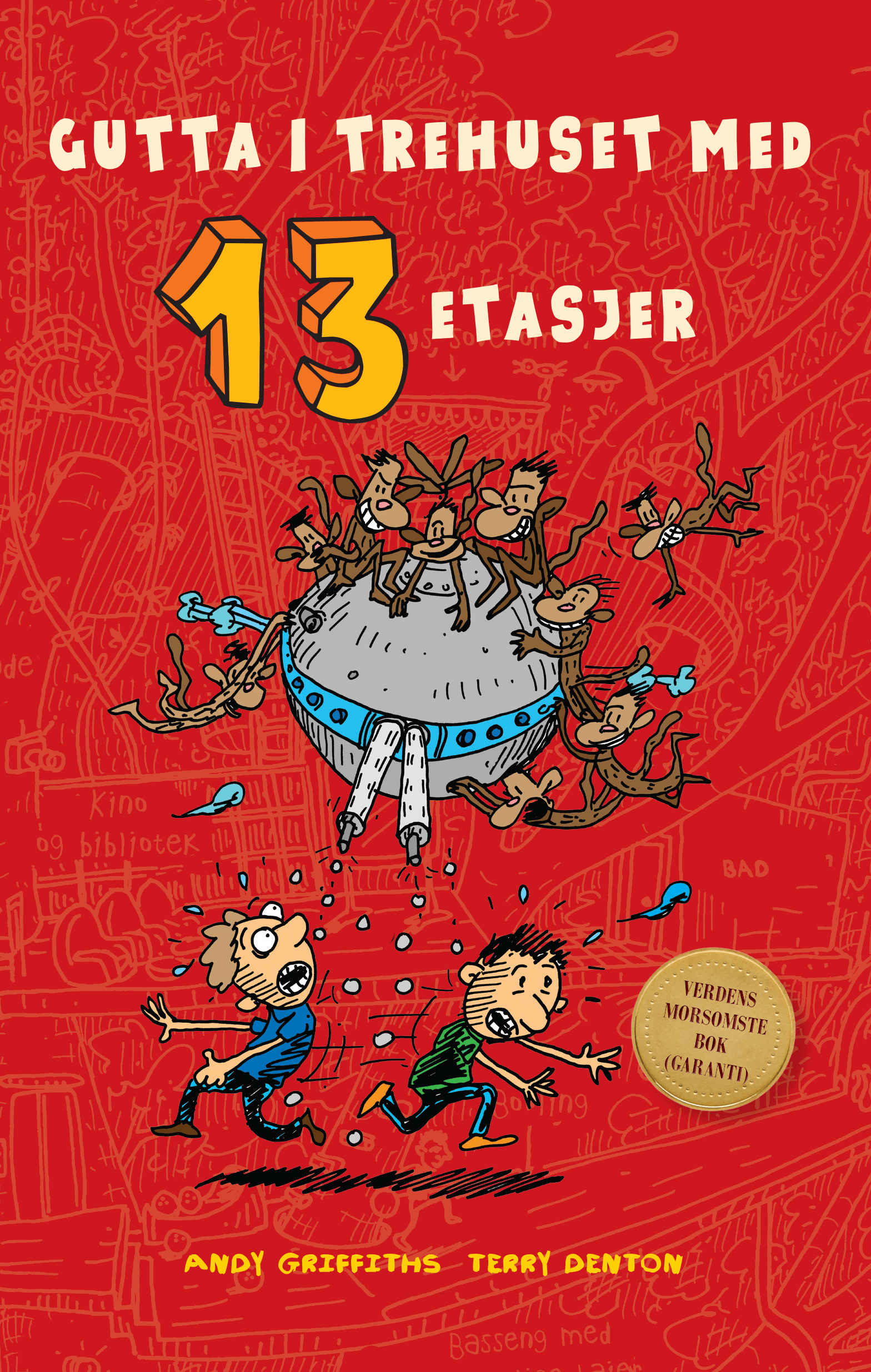 Gutta i trehuset med 13 etasjer.